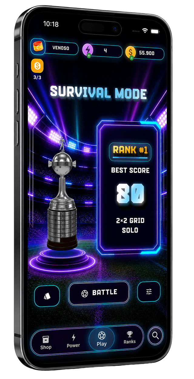 Futbol IQ Survival Mode — Rank #1 and best score screen
